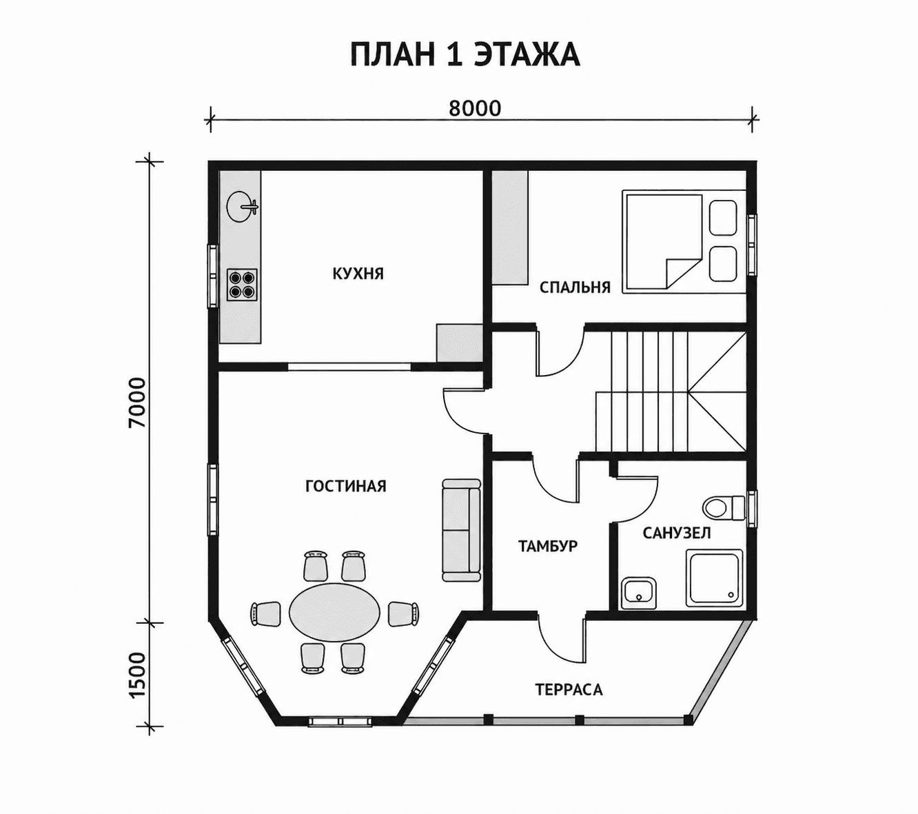 Проект K5 — план 1 этажа